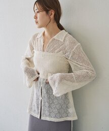 SHENERY（シーナリー）の「絡みレースシャツ×ビスチェSET（Tシャツ/カットソー）」