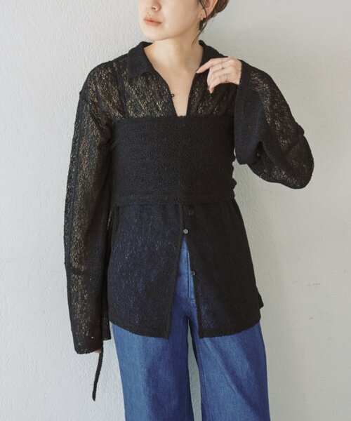 SHENERY（シーナリー）の「【再入荷】絡みレースシャツ×ビスチェSET（T