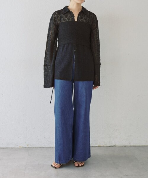 SHENERY（シーナリー）の「【再入荷】絡みレースシャツ×ビスチェSET（T