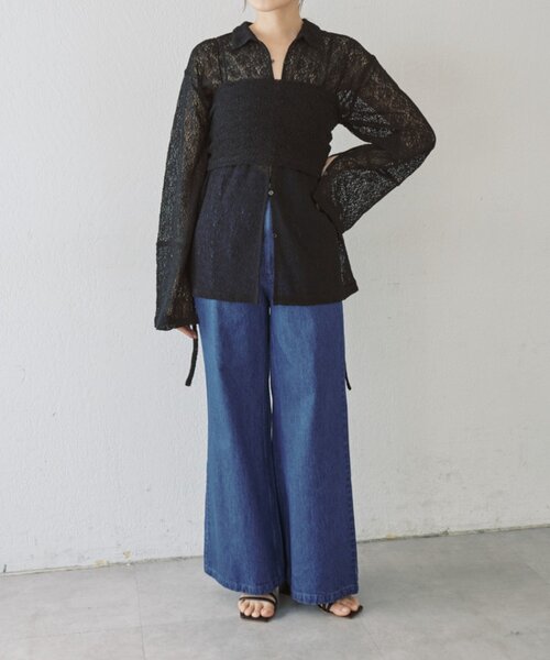 SHENERY（シーナリー）の「【再入荷】絡みレースシャツ×ビスチェSET（T