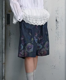 ライトオンスデニムポピープリントハーフパンツ