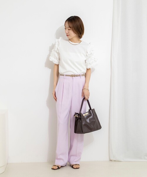 NOLLEY’S(ノーリーズ)の「【WEB限定】袖コンシャスプルオーバー(Tシャツ/カットソー・レディース・オフホワイト/ブラック/ネイビー・FREE)」の7枚目の写真