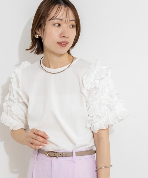 NOLLEY’S(ノーリーズ)の「【WEB限定】袖コンシャスプルオーバー(Tシャツ/カットソー・レディース・オフホワイト/ブラック/ネイビー・FREE)」の9枚目の写真