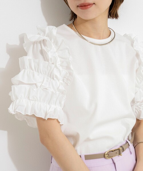 NOLLEY’S(ノーリーズ)の「【WEB限定】袖コンシャスプルオーバー(Tシャツ/カットソー・レディース・オフホワイト/ブラック/ネイビー・FREE)」の10枚目の写真