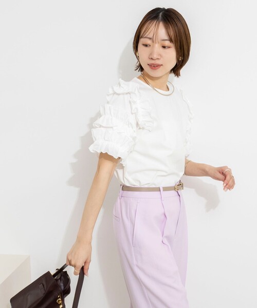 NOLLEY’S(ノーリーズ)の「【WEB限定】袖コンシャスプルオーバー(Tシャツ/カットソー・レディース・オフホワイト/ブラック/ネイビー・FREE)」の11枚目の写真