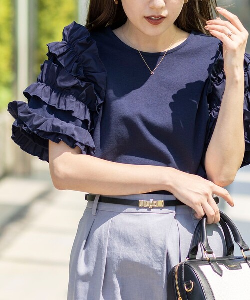 NOLLEY’S(ノーリーズ)の「【WEB限定】袖コンシャスプルオーバー(Tシャツ/カットソー・レディース・オフホワイト/ブラック/ネイビー・FREE)」の18枚目の写真