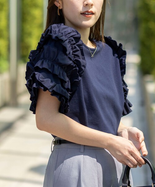 NOLLEY’S(ノーリーズ)の「【WEB限定】袖コンシャスプルオーバー(Tシャツ/カットソー・レディース・オフホワイト/ブラック/ネイビー・FREE)」の20枚目の写真