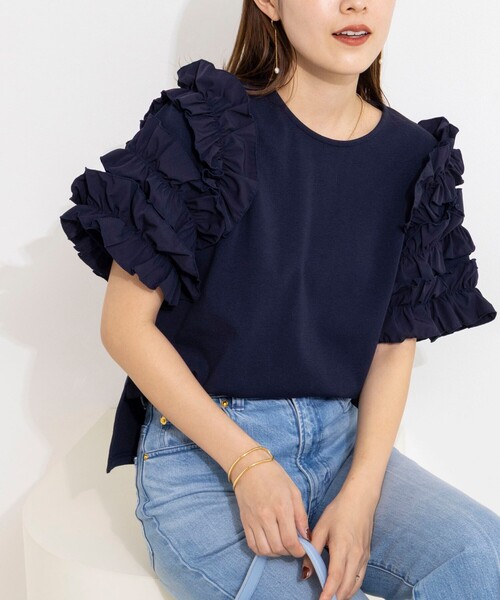 NOLLEY’S(ノーリーズ)の「【WEB限定】袖コンシャスプルオーバー(Tシャツ/カットソー・レディース・オフホワイト/ブラック/ネイビー・FREE)」の21枚目の写真