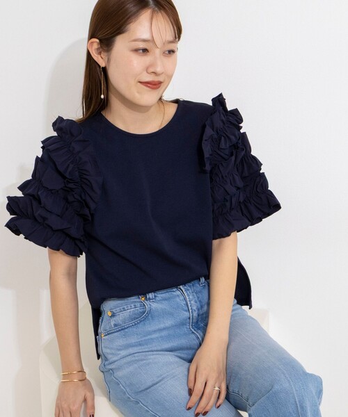 NOLLEY’S(ノーリーズ)の「【WEB限定】袖コンシャスプルオーバー(Tシャツ/カットソー・レディース・オフホワイト/ブラック/ネイビー・FREE)」の22枚目の写真