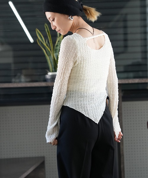 Kotoe(コトエ)の「ワッフルシアー デザインカットソー(Tシャツ/カットソー・レディース・オフホワイト/ブラウン・FREE)」の15枚目の写真