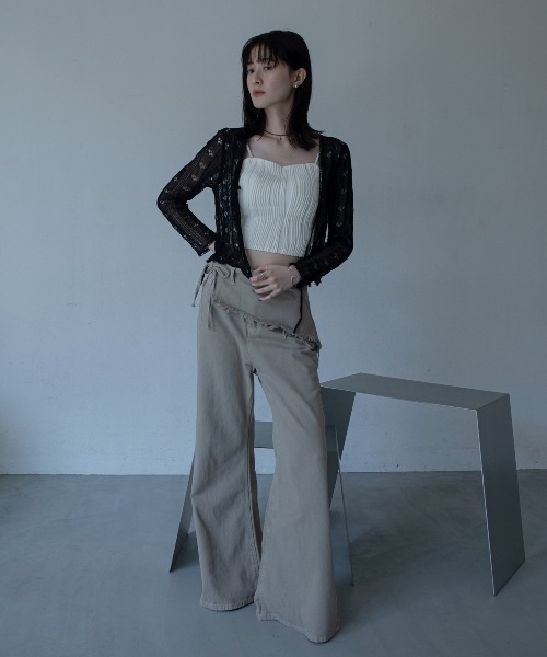 VACANCY(ヴァカンシー)の「透かし編みハート柄シアーカーディガン(カーディガン/ボレロ・レディース・レッド/ホワイト/ブラック・FREE)」の19枚目の写真