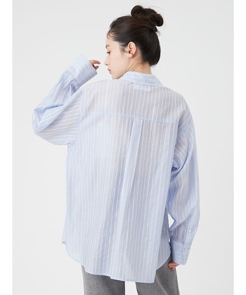 LILY BROWN(リリーブラウン)の「LilyBearシュシュセットシアーシャツ(シャツ/ブラウス・レディース・ブルー/ホワイト/イエロー・F)」の10枚目の写真