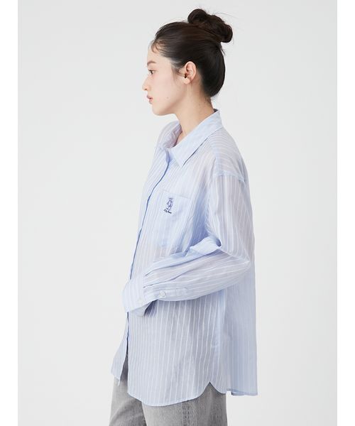 LILY BROWN(リリーブラウン)の「LilyBearシュシュセットシアーシャツ(シャツ/ブラウス・レディース・ブルー/ホワイト/イエロー・F)」の11枚目の写真