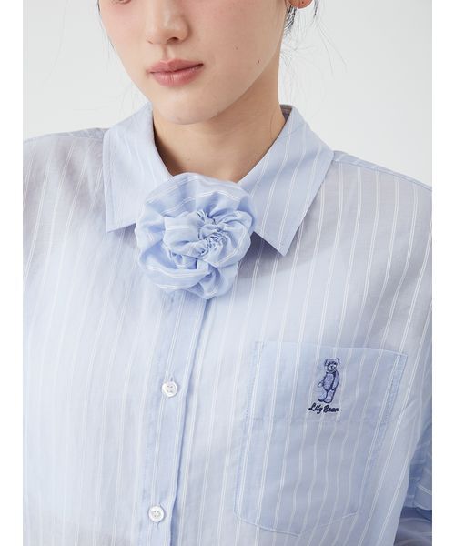 LILY BROWN(リリーブラウン)の「LilyBearシュシュセットシアーシャツ(シャツ/ブラウス・レディース・ブルー/ホワイト/イエロー・F)」の17枚目の写真
