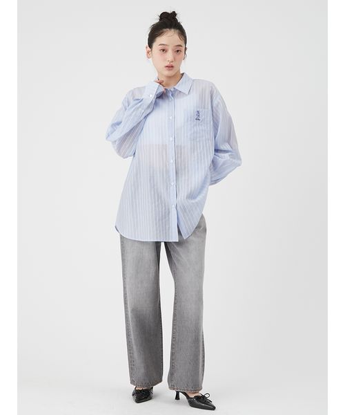 LILY BROWN(リリーブラウン)の「LilyBearシュシュセットシアーシャツ(シャツ/ブラウス・レディース・ブルー/ホワイト/イエロー・F)」の19枚目の写真