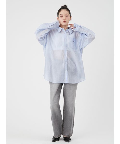 LILY BROWN(リリーブラウン)の「LilyBearシュシュセットシアーシャツ(シャツ/ブラウス・レディース・ブルー/ホワイト/イエロー・F)」の20枚目の写真