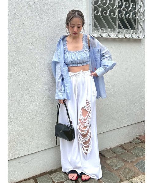 LILY BROWN(リリーブラウン)の「LilyBearシュシュセットシアーシャツ(シャツ/ブラウス・レディース・ブルー/ホワイト/イエロー・F)」の21枚目の写真