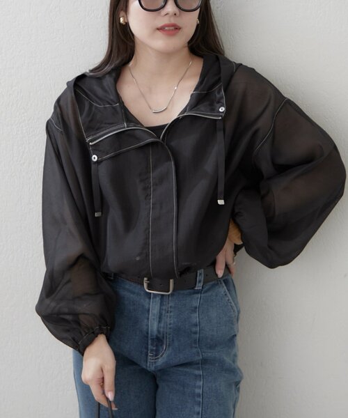 ★大人気完売品！美品★rimir リミル　シアーブルゾン　ブラック シアーブルゾン | rimir