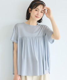 シアージョーゼットペプラムロールアップスリーブT