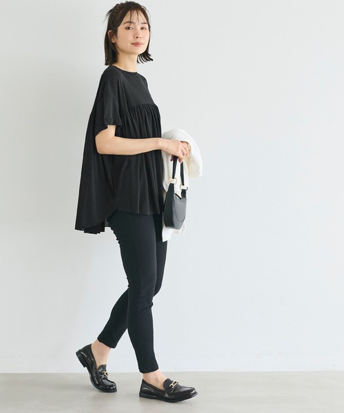 coca(coca)(コカ)の「シアージョーゼットペプラムロールアップスリーブT(Tシャツ/カットソー・レディース・ライトブルー/ブラック・M/L/S)」の10枚目の写真