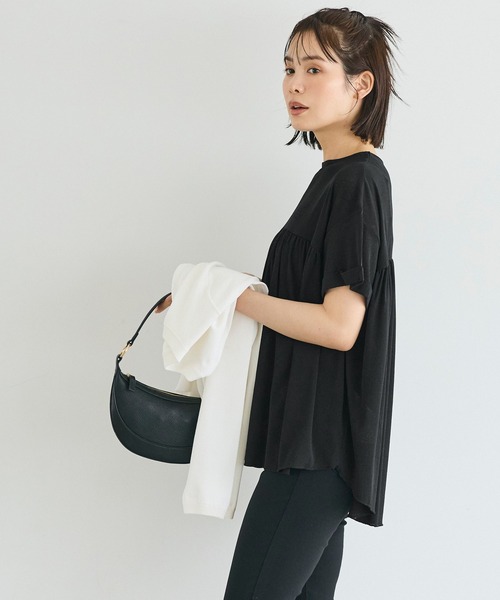 coca(coca)(コカ)の「シアージョーゼットペプラムロールアップスリーブT(Tシャツ/カットソー・レディース・ライトブルー/ブラック・M/L/S)」の13枚目の写真