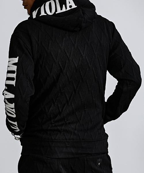 VIOLA(ヴィオラ)の「『VIOLA rumore/ヴィオラ ルモーレ』カットJQフルZIP長袖パーカー(パーカー・メンズ・ブラック/オフホワイト・M/L/XL)」の5枚目の写真