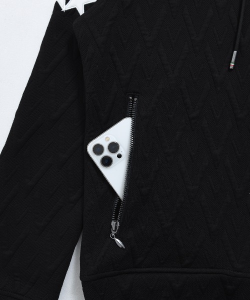 VIOLA(ヴィオラ)の「『VIOLA rumore/ヴィオラ ルモーレ』カットJQフルZIP長袖パーカー(パーカー・メンズ・ブラック/オフホワイト・M/L/XL)」の13枚目の写真