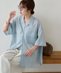 【Enlude】ストライプオープンカラー半袖シャツ《ユニセックス》