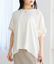 ストレッチジョーゼットTブラウス｜Tシャツより上品、ブラウスより気楽/オフィスカジュアル/半袖/きれいめブラウス/きれいめTシャツ