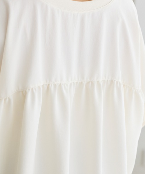 LAVEANGE(ラビアンジェ)の「ストレッチジョーゼットTブラウス|Tシャツより上品、ブラウスより気楽/オフィスカジュアル/半袖/きれいめブラウス/きれいめTシャツ(シャツ/ブラウス・レディース・オフホワイト/ブラック・5L/4L/3L/LL/M)」の13枚目の写真