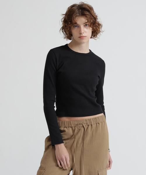 AVIREX(アヴィレックス)の「《DAILY/WOMAN》L/S CREW NECK T-SHIRT(Tシャツ/カットソー・レディース・ブラック/ホワイト・M/S)」の3枚目の写真