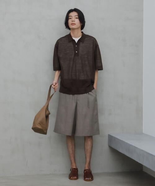 URBAN RESEARCH DOORS(アーバンリサーチドアーズ)の「Ramie High Gauge KnitPolo(ポロシャツ・メンズ・チャコールグレー/ブラウン・MEDIUM/LARGE)」の3枚目の写真