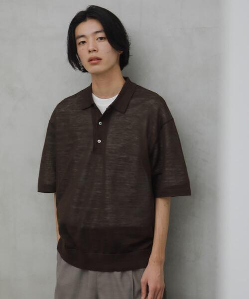 URBAN RESEARCH DOORS(アーバンリサーチドアーズ)の「Ramie High Gauge KnitPolo(ポロシャツ・メンズ・チャコールグレー/ブラウン・MEDIUM/LARGE)」の5枚目の写真