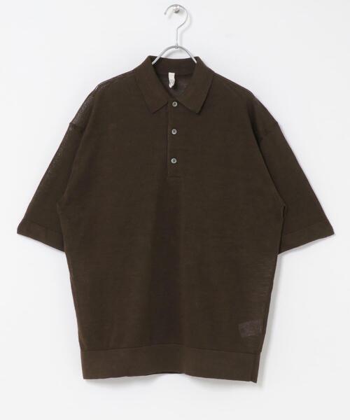 URBAN RESEARCH DOORS(アーバンリサーチドアーズ)の「Ramie High Gauge KnitPolo(ポロシャツ・メンズ・チャコールグレー/ブラウン・MEDIUM/LARGE)」の6枚目の写真
