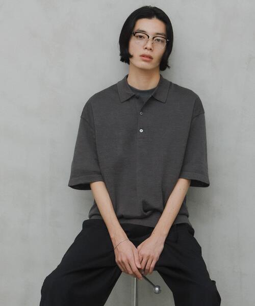 URBAN RESEARCH DOORS(アーバンリサーチドアーズ)の「Ramie High Gauge KnitPolo(ポロシャツ・メンズ・チャコールグレー/ブラウン・MEDIUM/LARGE)」の13枚目の写真
