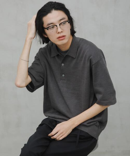 URBAN RESEARCH DOORS(アーバンリサーチドアーズ)の「Ramie High Gauge KnitPolo(ポロシャツ・メンズ・チャコールグレー/ブラウン・MEDIUM/LARGE)」の14枚目の写真
