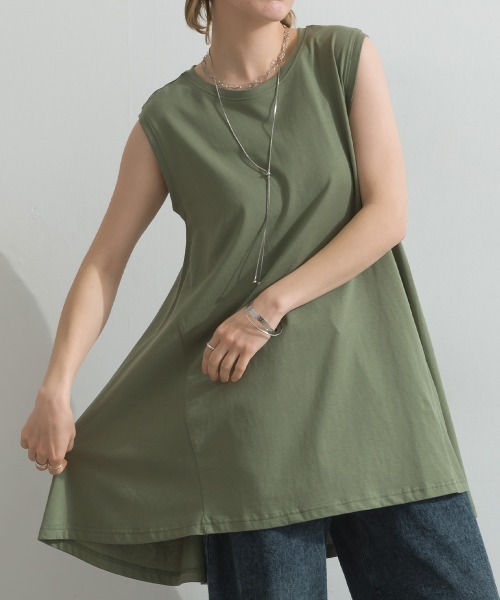 バックフレア　ロングタンクトップ
