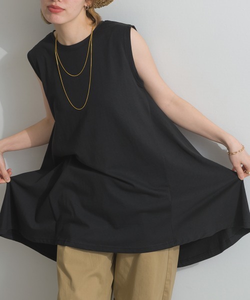 バックフレア　ロングタンクトップ