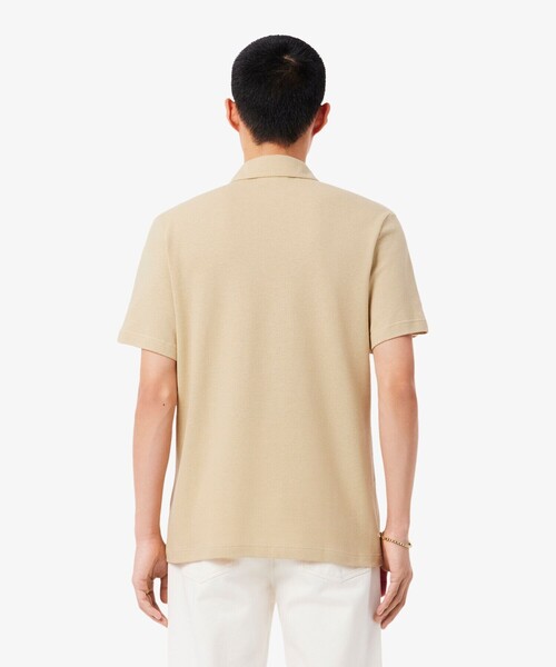 LACOSTE(ラコステ)の「コットン×リネン オープンカラーネックポロシャツ(ポロシャツ・メンズ・ベージュ/オフホワイト/ブラック・4/5/2/3)」の6枚目の写真