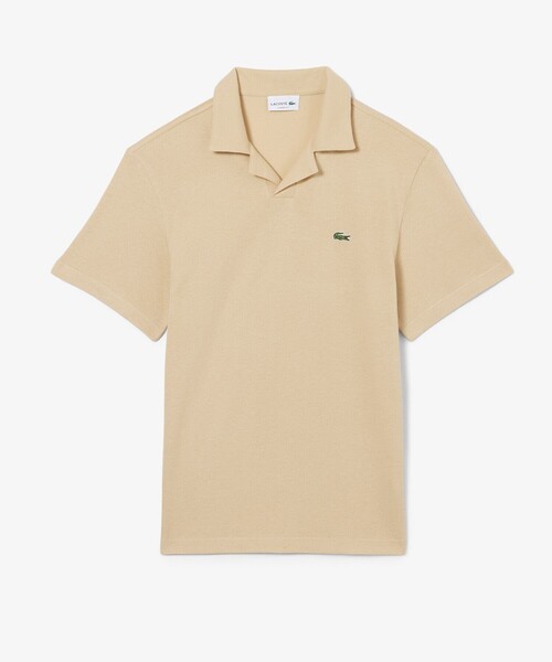 LACOSTE(ラコステ)の「コットン×リネン オープンカラーネックポロシャツ(ポロシャツ・メンズ・ベージュ/オフホワイト/ブラック・4/5/2/3)」の7枚目の写真