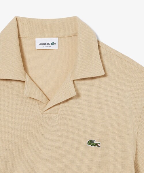 LACOSTE(ラコステ)の「コットン×リネン オープンカラーネックポロシャツ(ポロシャツ・メンズ・ベージュ/オフホワイト/ブラック・4/5/2/3)」の8枚目の写真