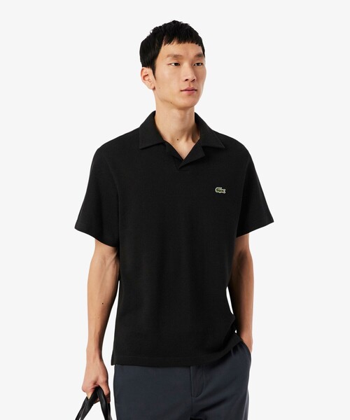 LACOSTE(ラコステ)の「コットン×リネン オープンカラーネックポロシャツ(ポロシャツ・メンズ・ベージュ/オフホワイト/ブラック・4/5/2/3)」の10枚目の写真