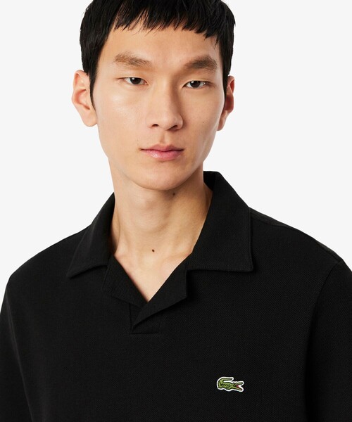 LACOSTE(ラコステ)の「コットン×リネン オープンカラーネックポロシャツ(ポロシャツ・メンズ・ベージュ/オフホワイト/ブラック・4/5/2/3)」の11枚目の写真