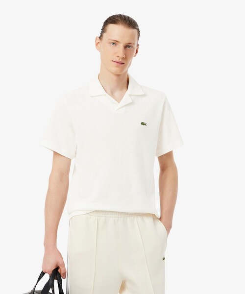 LACOSTE(ラコステ)の「コットン×リネン オープンカラーネックポロシャツ(ポロシャツ・メンズ・ベージュ/オフホワイト/ブラック・4/5/2/3)」の17枚目の写真