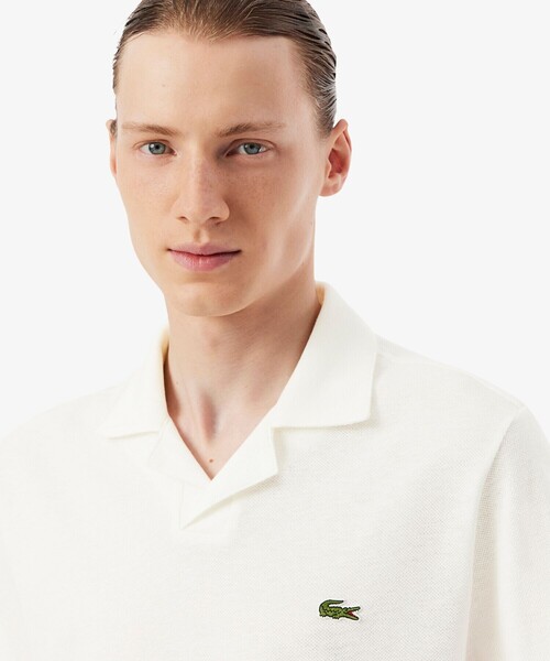 LACOSTE(ラコステ)の「コットン×リネン オープンカラーネックポロシャツ(ポロシャツ・メンズ・ベージュ/オフホワイト/ブラック・4/5/2/3)」の18枚目の写真