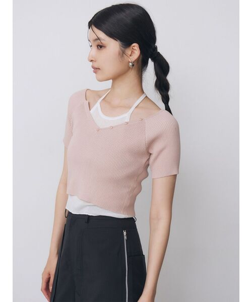 MURUA（ムルーア）の「レイヤードライクVネックニット　夏服（ニット/セーター・レディース・ピンク/ネイビー/アイボリー/ブラック・FREE）」の11枚目の写真