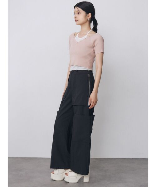 MURUA（ムルーア）の「レイヤードライクVネックニット　夏服（ニット/セーター・レディース・ピンク/ネイビー/アイボリー/ブラック・FREE）」の16枚目の写真