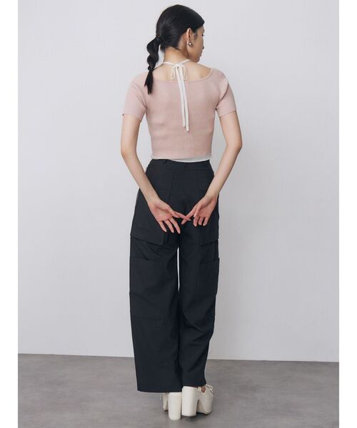 MURUA（ムルーア）の「レイヤードライクVネックニット　夏服（ニット/セーター・レディース・ピンク/ネイビー/アイボリー/ブラック・FREE）」の17枚目の写真