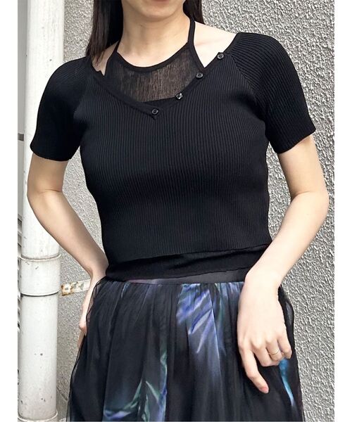 MURUA（ムルーア）の「レイヤードライクVネックニット　夏服（ニット/セーター・レディース・ピンク/ネイビー/アイボリー/ブラック・FREE）」の18枚目の写真