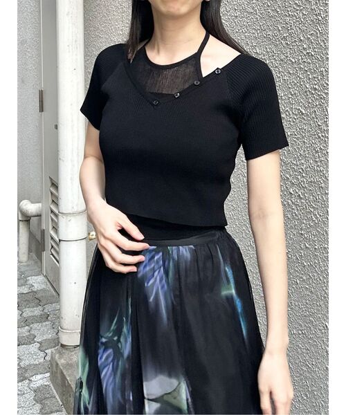 MURUA（ムルーア）の「レイヤードライクVネックニット　夏服（ニット/セーター・レディース・ピンク/ネイビー/アイボリー/ブラック・FREE）」の19枚目の写真